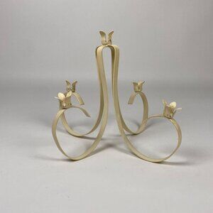 Vintage Metal Candle Holder Candelabra 5 Floral Shaped Holders Painted